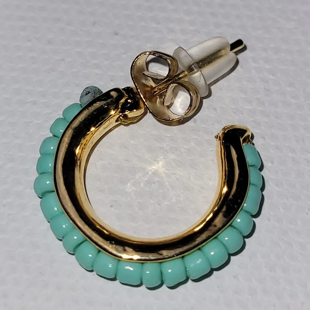 Retro Beaded Metal Alloy Earrings‎ C Font Bohemian Color Simple Women's Earrings
